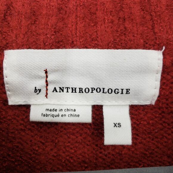 Anthropologie Mazie Fringe Pullover Sweater XS Long Sleeve Cropped Boho Rust Red - Picture 6 of 12